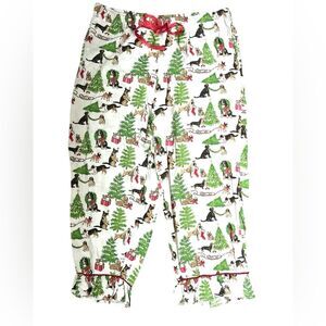 Danika Herrick Pajama Bottoms Size Large Dog Print Ruffle Hem Drawstring Waist